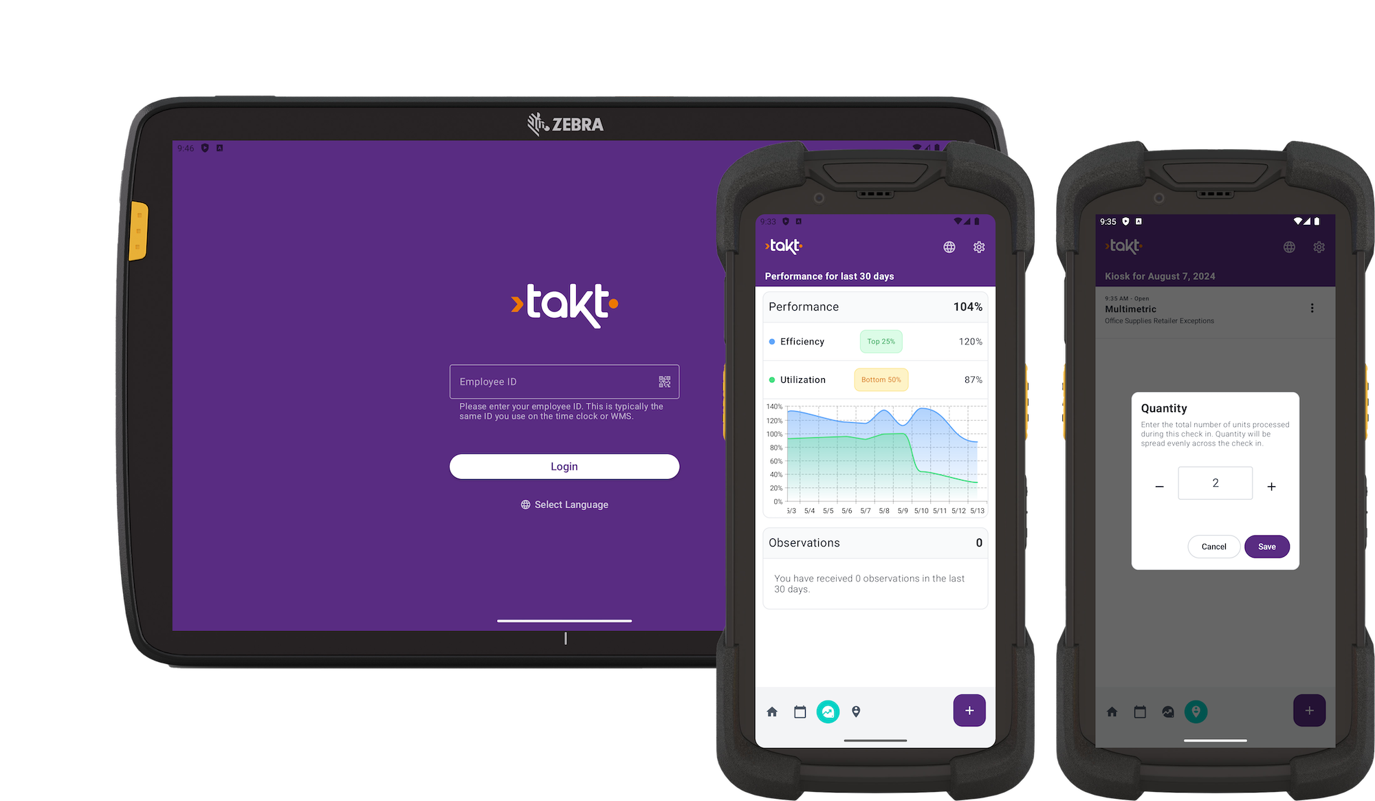 Takt for Employees on Tablet and Handheld Devices